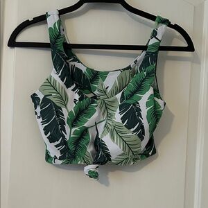 Leaf Print Women's Swim Crop Top